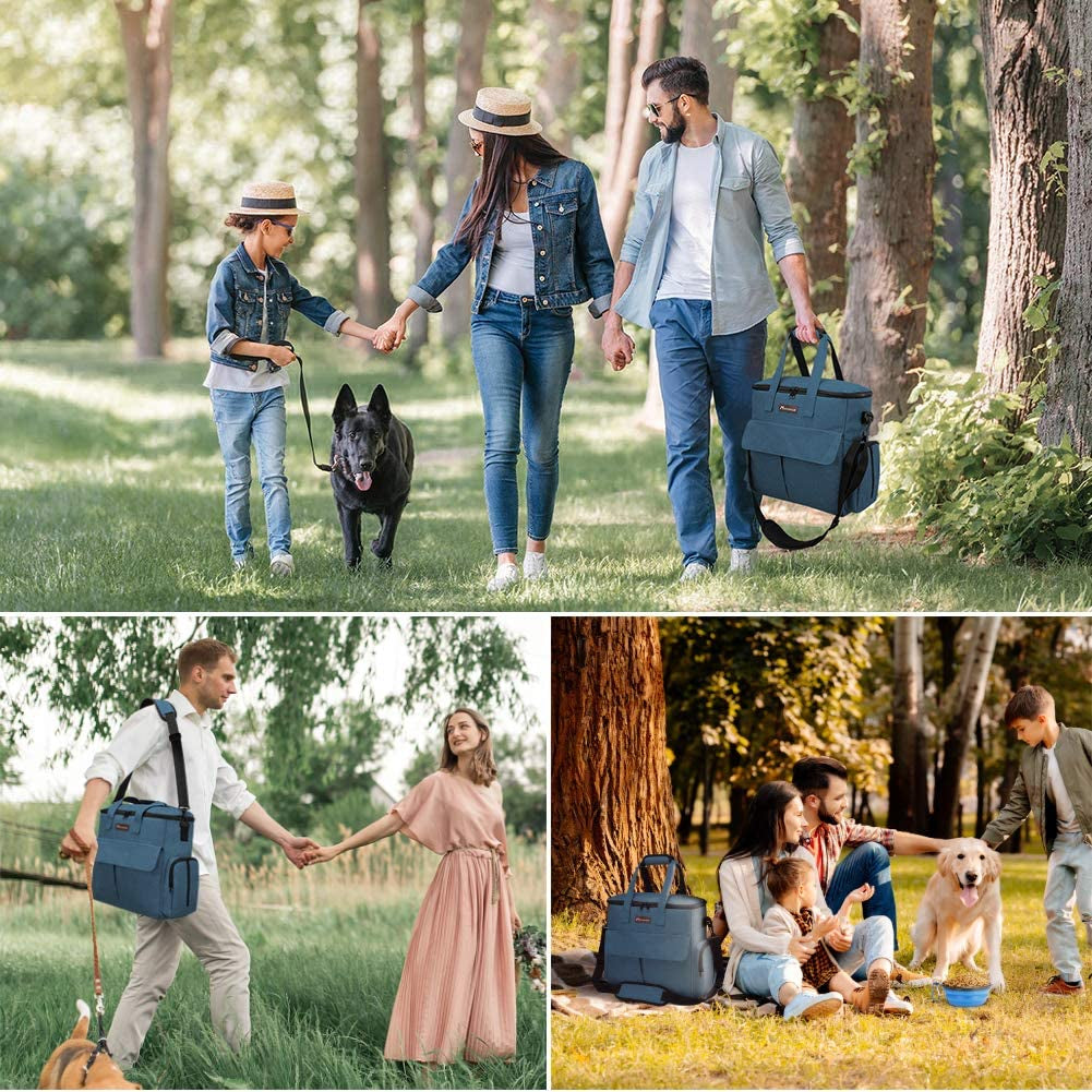 Dog Travel Bag- Airline-Approved Pet Travel Organizer for Dogs & Cats, Weekend Tote with Multi-Function Pockets, 2 Food Containers, 2 Collapsible Bowls & Feeding Mat