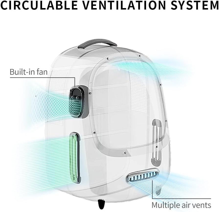 PETKIT Airline-Approved Cat Backpack- Carrier with Built-In Fan & LED Light, Bubble Pet Backpack for Cats & Small Dogs, Detachable Design with Padded Straps for Travel, Hiking & Walking