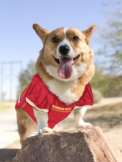 Kansas City Chiefs Dog Jersey – Official NFL Mesh Pet Jersey for Medium Dogs, Breathable Game Day Shirt