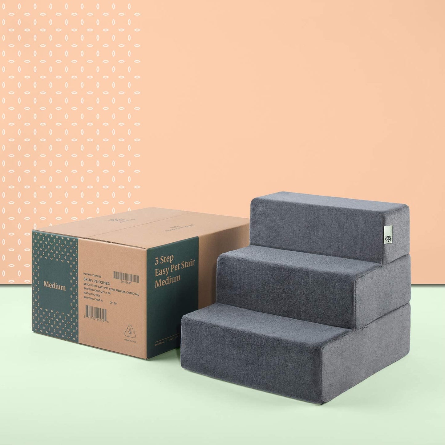 Pet Stairs for Small & Senior Dogs - Non Slip Foam Steps for Bed & Couch Access