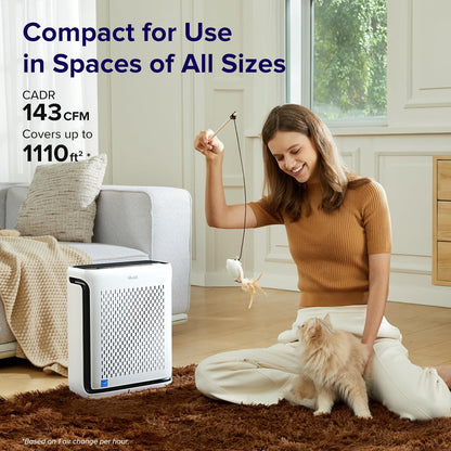 HEPA Air Purifier for Bedroom & Home – Smart Air Cleaner with Fragrance Sponge for Pet Hair, Dust, Allergens & Odors
