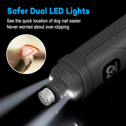 Professional Dog Nail Grinder with LED Lights – Quiet 2-Speed Electric Pet Nail Trimmer for Small, Medium & Large Dogs and Cats
