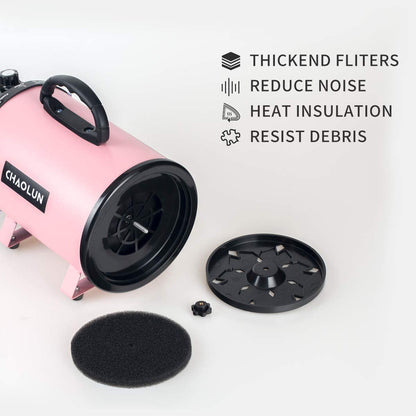Professional Pet Grooming Dryer - High Velocity Dog Dryer with Adjustable Speed, Heat & 3 Nozzles