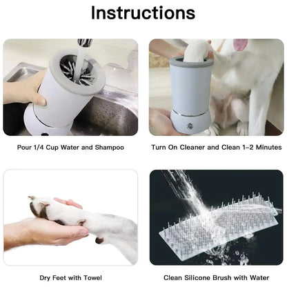 Automatic Pet Paw Cleaner Cup- Electric Dog & Cat Paw Washer for Muddy Paws, One-Touch Portable Foot Cleaning Machine
