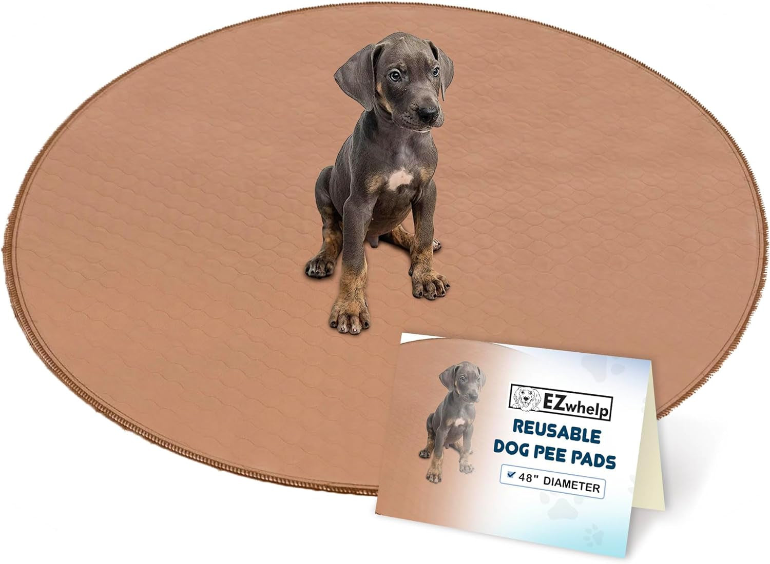 Reusable Washable Dog Pee Pad – Waterproof 48" Round Potty Training & Whelping Mat for Puppies, Dogs & Pets