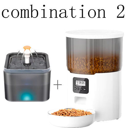 Smart Automatic Pet Feeder & Water Fountain Set – WiFi App-Controlled 4L Food Dispenser with 2L Water Fountain for Cats & Dogs