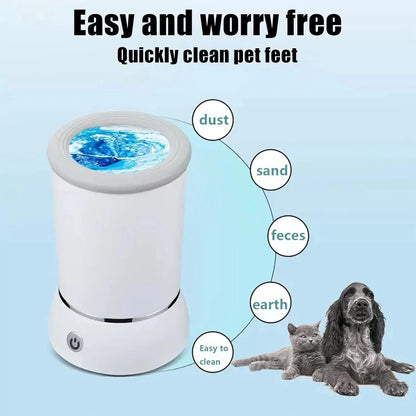 Automatic Pet Paw Cleaner Cup- Electric Dog & Cat Paw Washer for Muddy Paws, One-Touch Portable Foot Cleaning Machine