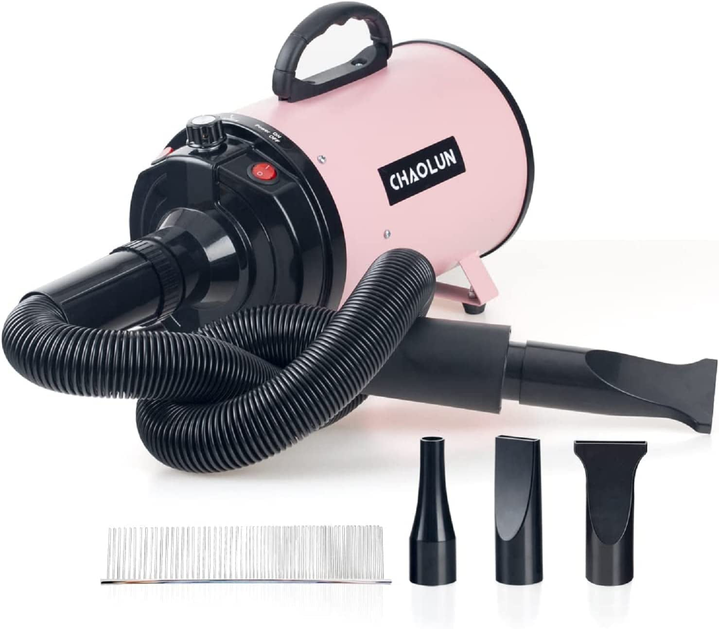 Professional Pet Grooming Dryer - High Velocity Dog Dryer with Adjustable Speed, Heat & 3 Nozzles