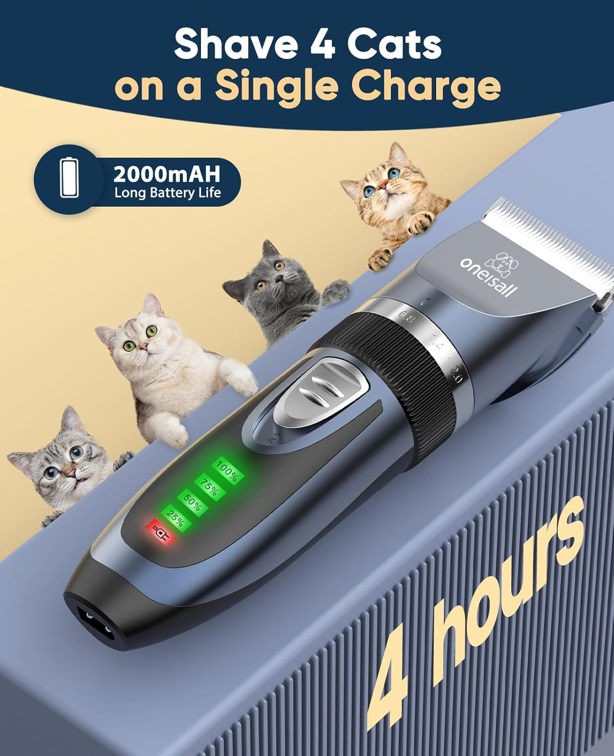 Professional Quiet Cat Clippers for Matted & Long Hair – Cordless 2-Speed Pet Grooming Kit for Cats, Small Dogs & Small Animals