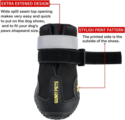 Dog Boots for Large & Medium Dogs – Waterproof Paw Protectors with Anti-Slip Sole for Hot Pavement, Snow, Rain & Outdoor Walking
