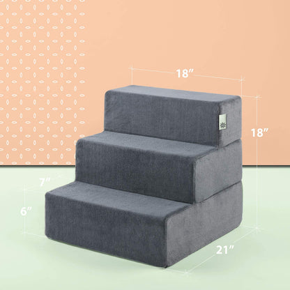 Pet Stairs for Small & Senior Dogs - Non Slip Foam Steps for Bed & Couch Access