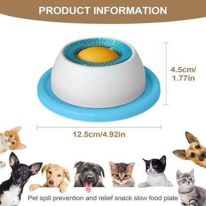Slow Feeder Lick Bowl for Dogs & Cats, Non-Slip Calming Bowl with Rotating Lick Ball, Interactive Enrichment Toy for Wet Food, Peanut Butter & Liquid Treats, Reduces Anxiety & Boredom