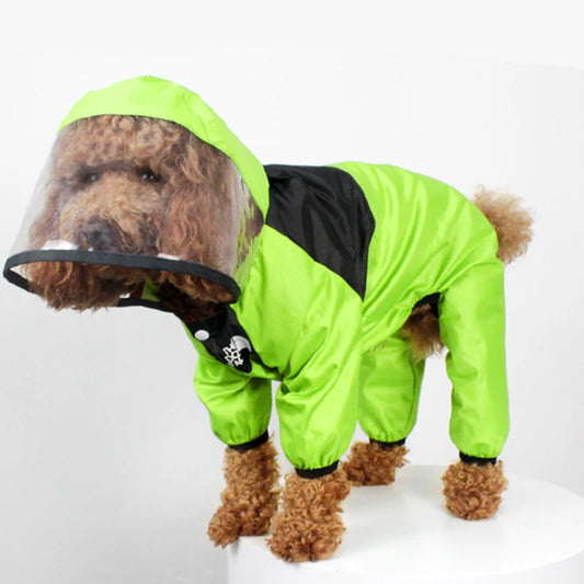 Waterproof Pet Dog Raincoat - Lightweight Hooded Jumpsuit Jacket for Small to Large Dogs