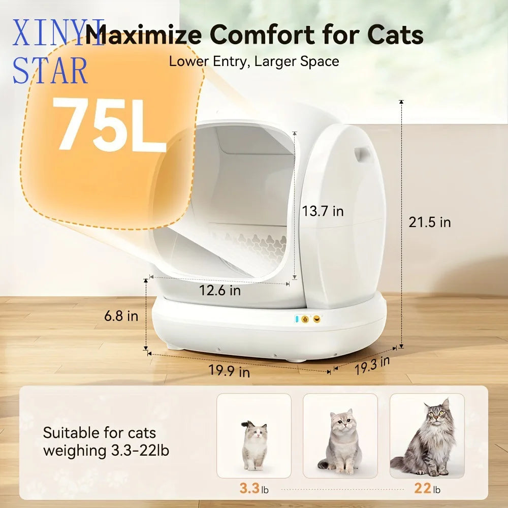 Automatic Self-Cleaning Cat Litter Box – Smart Odor-Control Litter Box for Multiple Cats