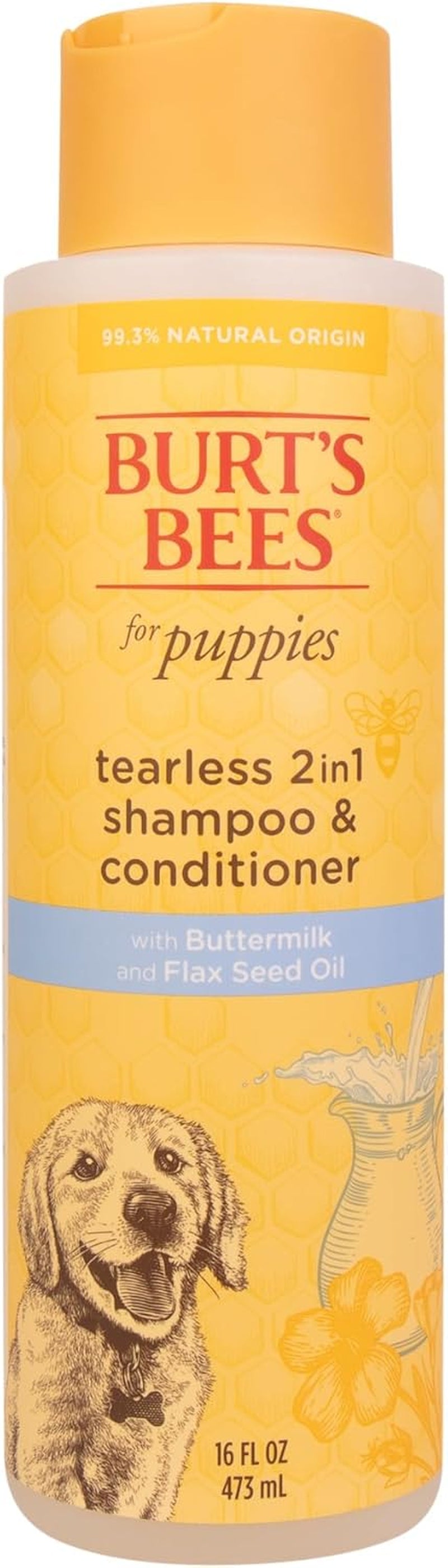 Burt's Bees for Pets Tear-Free Puppy Shampoo & Conditioner, 2-in-1 Dog Shampoo with Buttermilk, Gentle Formula for Sensitive Skin, 16 fl oz
