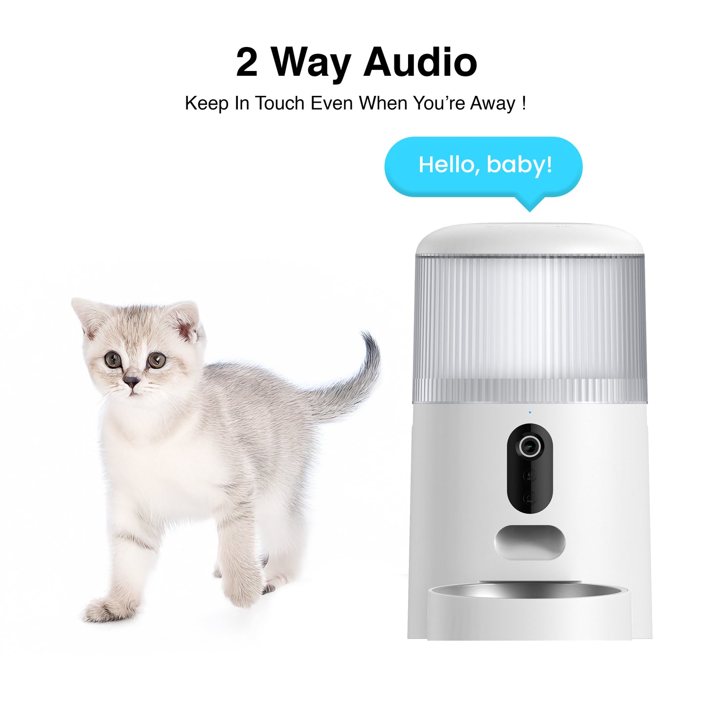 Double Automatic Pet Feeder- with 1296P HD Camera, App-Controlled Smart WiFi Food Dispenser, 4L Capacity, Dual Stainless Steel Bowls, Portion Control for Cats & Dogs