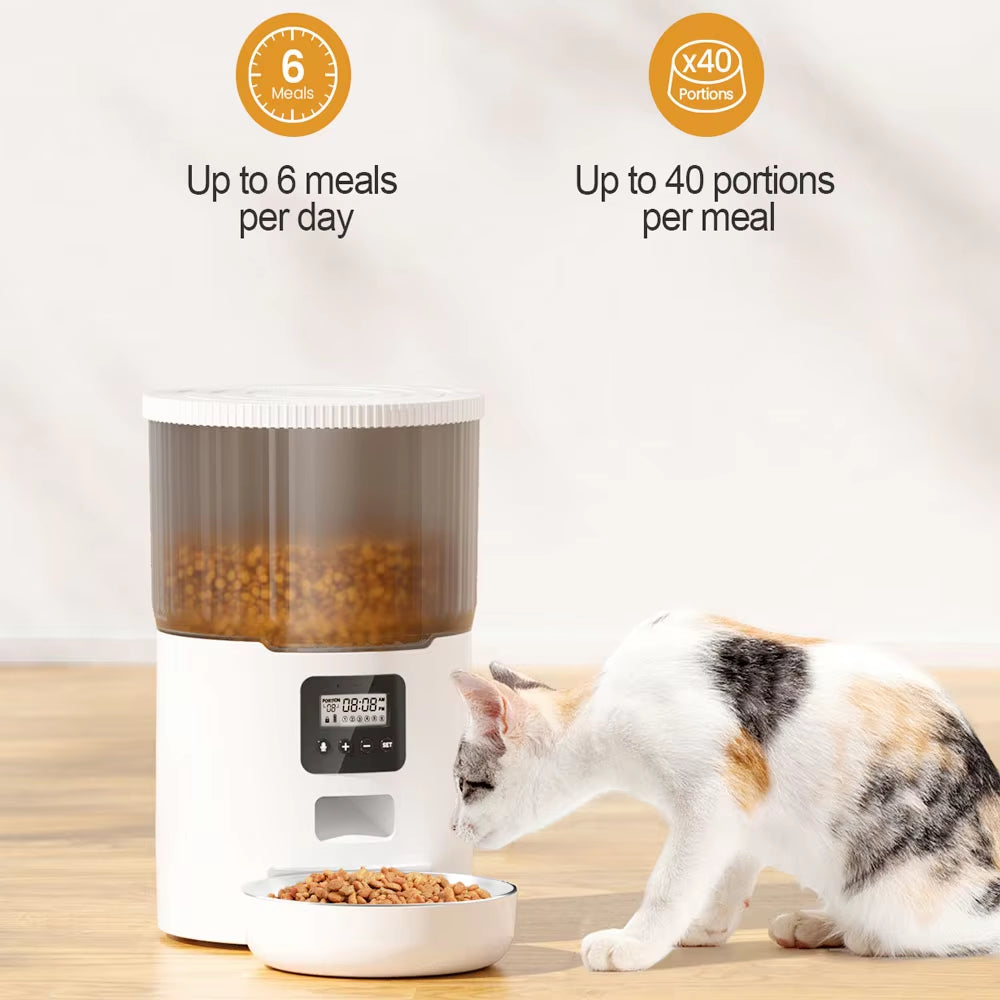 Smart Automatic Pet Feeder & Water Fountain Set – WiFi App-Controlled 4L Food Dispenser with 2L Water Fountain for Cats & Dogs