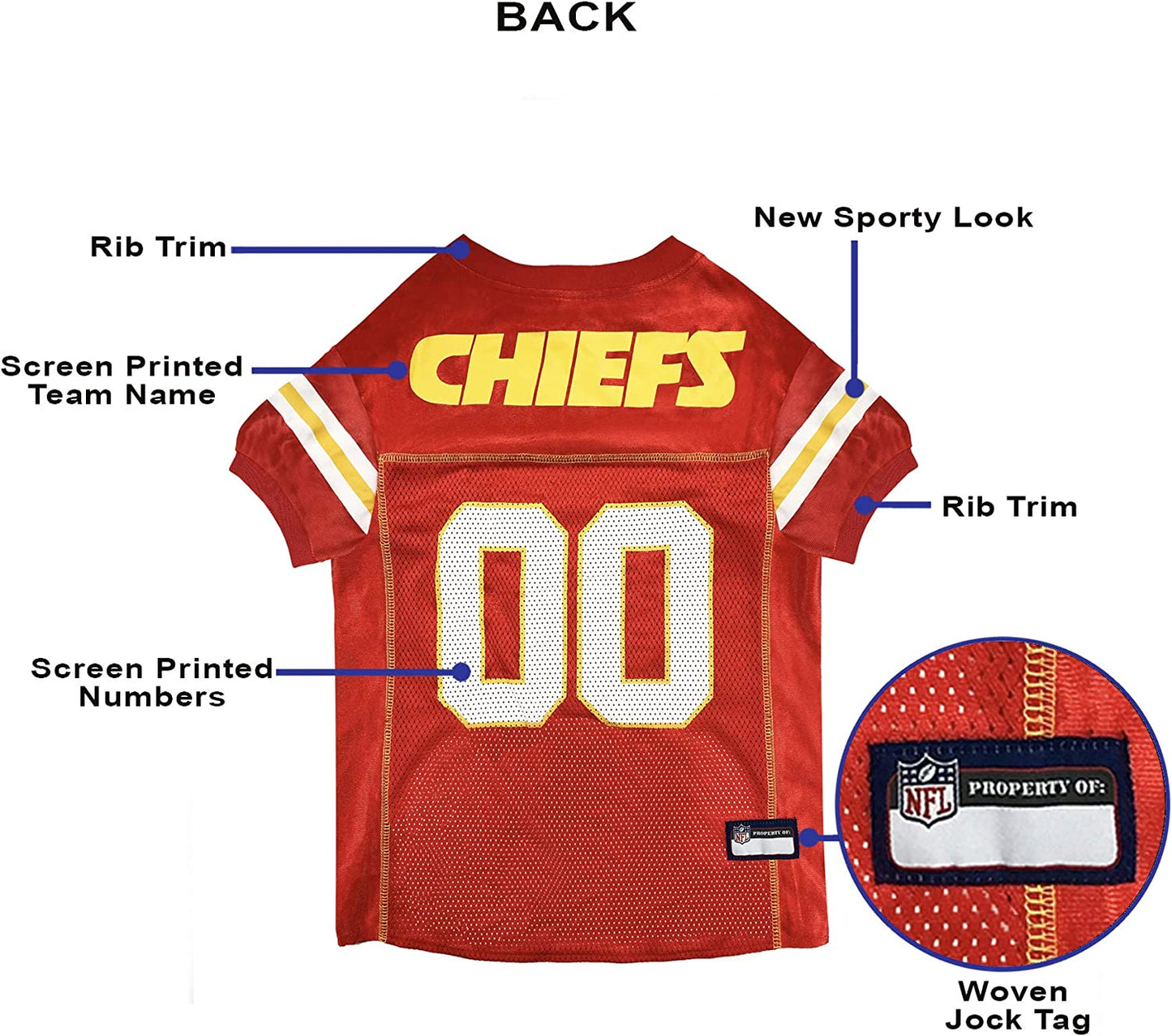 Kansas City Chiefs Dog Jersey – Official NFL Mesh Pet Jersey for Medium Dogs, Breathable Game Day Shirt