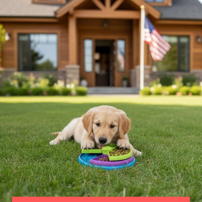 Interactive Slow Feeder Dog Bowl – 3-Level Puzzle Feeder & Spinning Lick Bowl for Large, Medium & Small Dogs | BPA-Free Enrichment Bowl for Peanut Butter, Wet Food & Liquid Treats