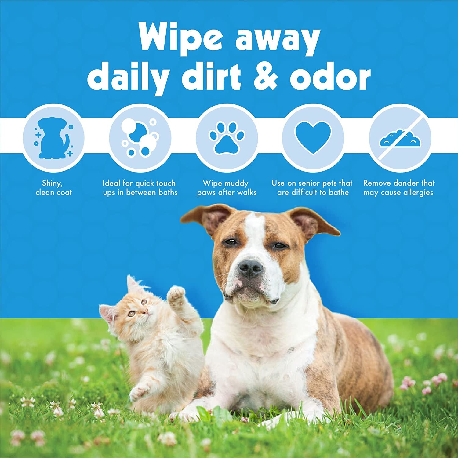 Pet Wipes for Dogs & Cats – 400 Large Grooming Wipes for Ears, Eyes, Face, Paws & Body (4-Pack x 100)