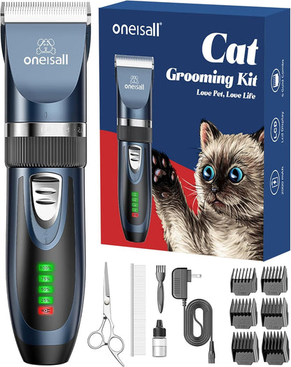 Professional Quiet Cat Clippers for Matted & Long Hair – Cordless 2-Speed Pet Grooming Kit for Cats, Small Dogs & Small Animals