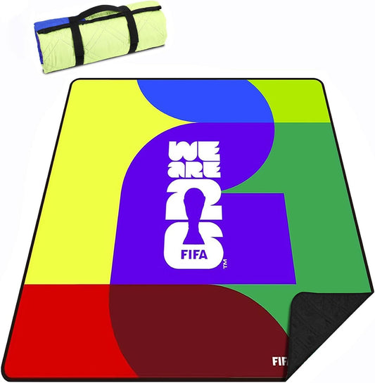 FIFA World Cup 2026 Trophy Picnic Blanket 75"x79" - Waterproof Foldable Beach Mat for Camping, Tailgates & Outdoor Events