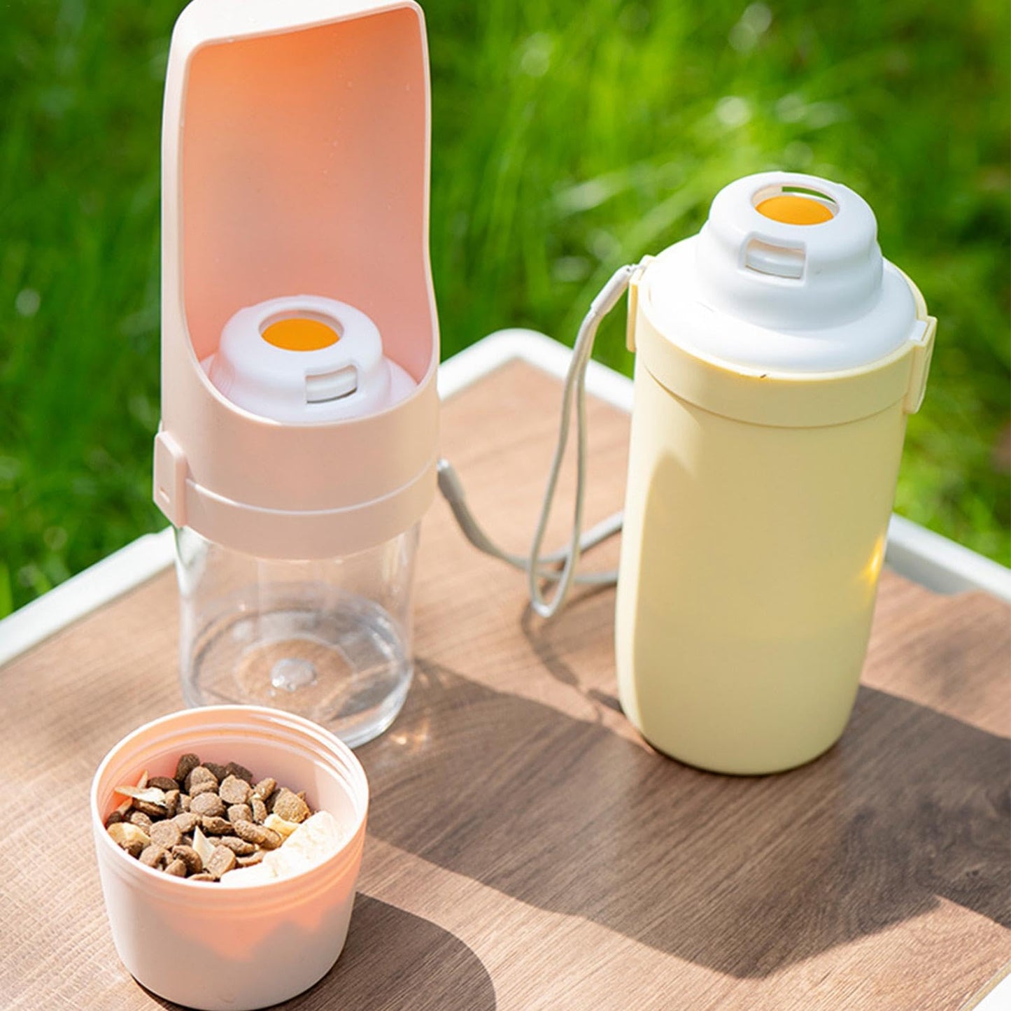 2 in 1 Portable Dog Water Bottle - Leak Proof Travel Water & Food Dispenser for Pets