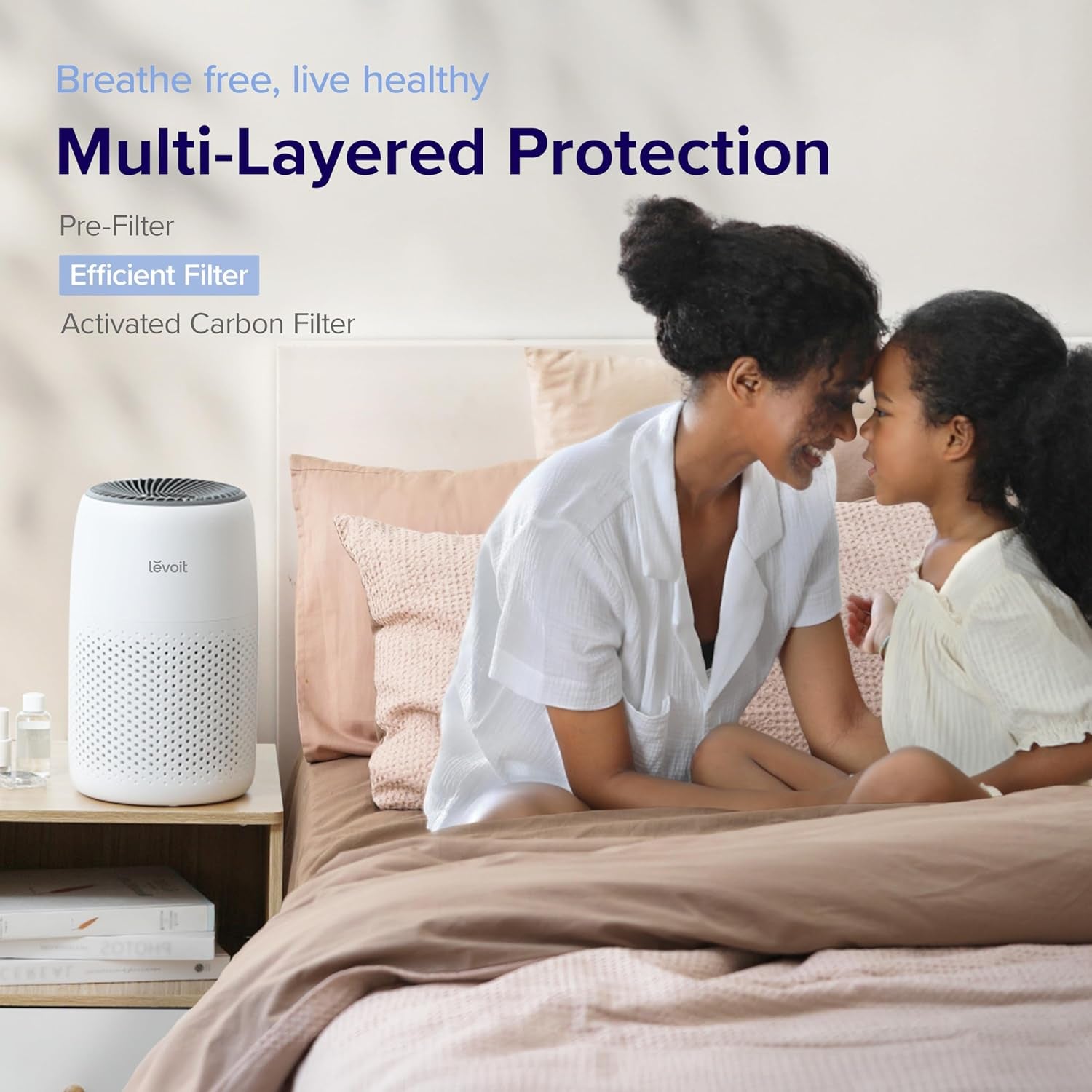 HEPA Air Purifier for Bedroom & Home – Smart Air Cleaner with Fragrance Sponge for Pet Hair, Dust, Allergens & Odors
