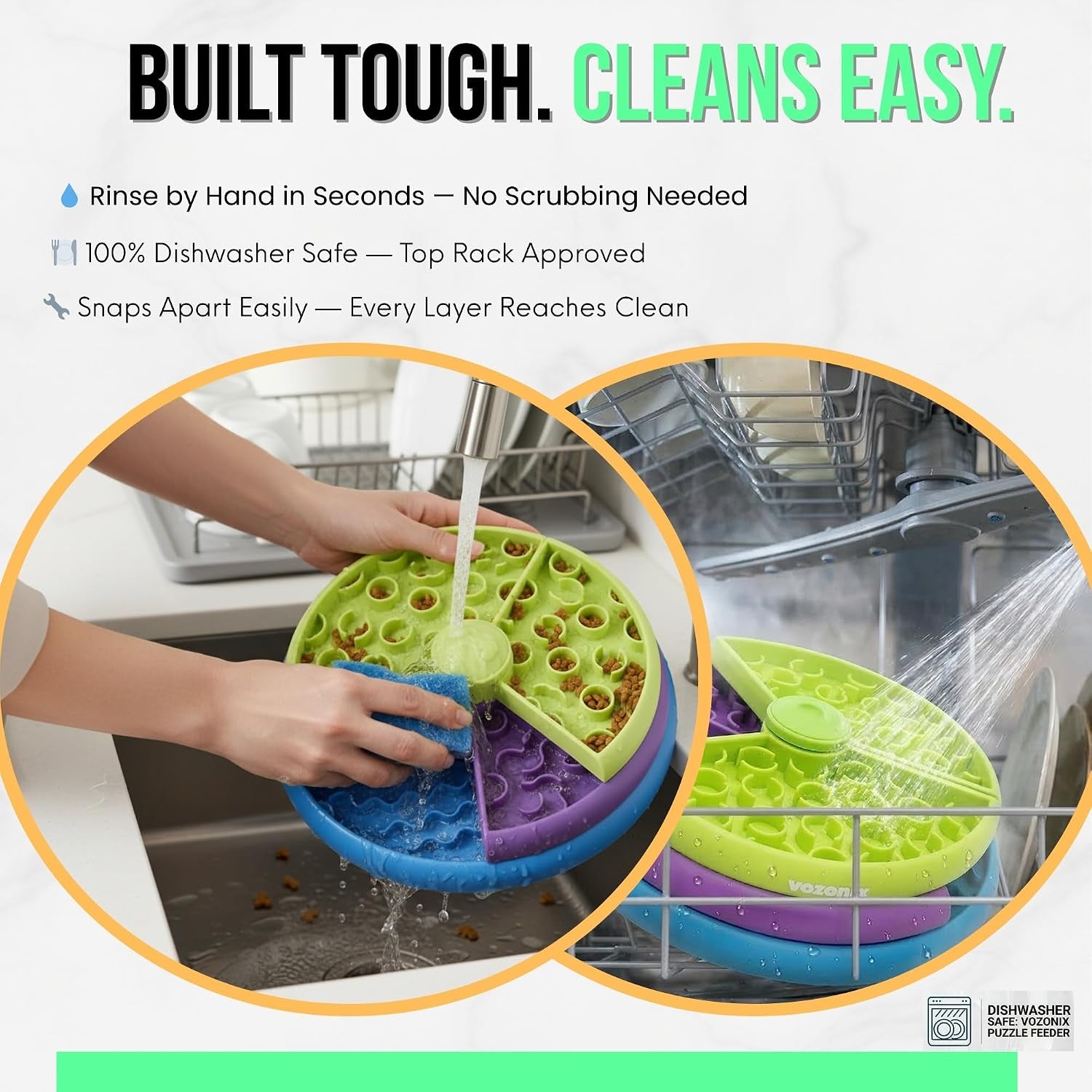 Interactive Slow Feeder Dog Bowl – 3-Level Puzzle Feeder & Spinning Lick Bowl for Large, Medium & Small Dogs | BPA-Free Enrichment Bowl for Peanut Butter, Wet Food & Liquid Treats